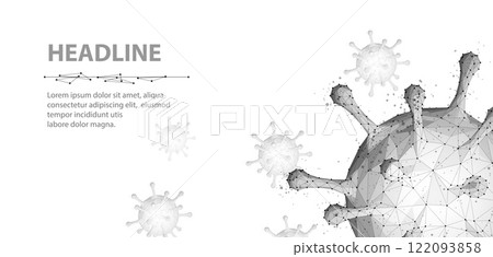 Virus. Abstract vector 3d viral microbe isolated on blue background. Allergy bacteria, medical healthcare, microbiology concept. Virus. Abstract vector 3d viral microbe isolated on blue background. Allergy bacteria, medical healthcare, microbiology concept. 122093858