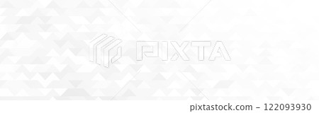 Triangle background. White minimal texture for website, brochure, banner. Neutral abstract mosaic. Geometric wallpaper with light gradient. Smooth triangular template. Vector illustration 122093930