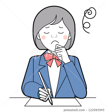 Female junior high school students taking a test Female junior high school students taking a test 122093945