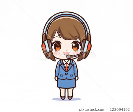 Chibi character: Female operator image material 122094102