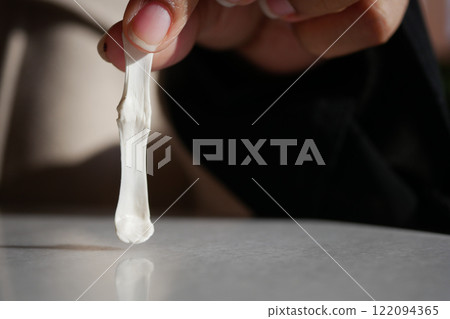effectively removing chewing gum, with closeup view focus effectively removing chewing gum, with closeup view focus 122094365