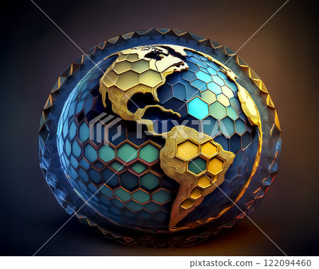 Abstract Earth made up of polygons 122094460