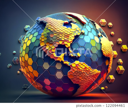 Abstract Earth made up of polygons 122094461