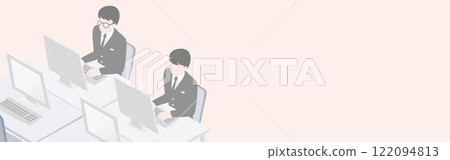 Banner Business Person Male Work Isometric Office Computer Desk Work Illustration Material Banner Business Person Male Work Isometric Office Computer Desk Work Illustration Material 122094813