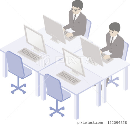 商務人士男性工作等距辦公室電腦辦公桌工作插畫素材 商務人士男性工作等距辦公室電腦辦公桌工作插畫素材 122094858