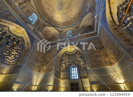 Samarkand Gur-e-Amir Mausoleum, interior ceiling decoration Samarkand Gur-e-Amir Mausoleum, interior ceiling decoration 122094959