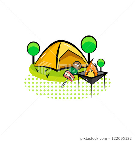 Camping and summer vacation | Useful seasonal event materials series (summer) | Pop one-point illustrations 122095122