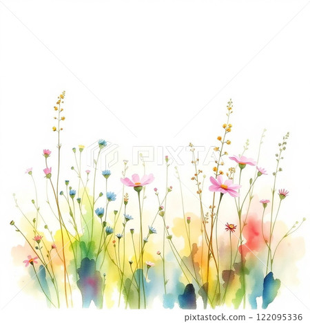 Cute flowers drawn in watercolor Cute flowers drawn in watercolor 122095336