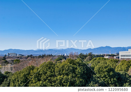 Tachikawa City Tachikawa Stage Garden Sky Deck View of Mount Jinba (left) to Mount Odake (right) ridgeline 122095680