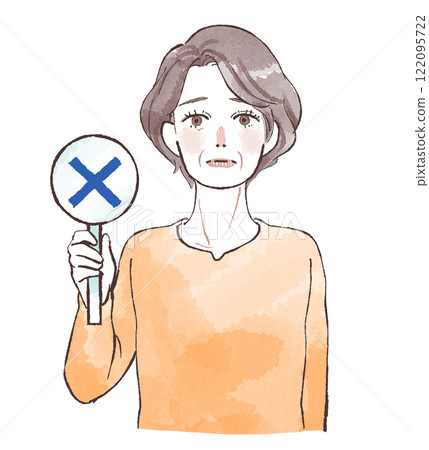 拿著十字架標語牌的中年婦女 122095722