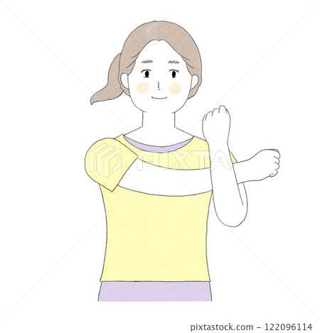 Illustration of a woman stretching with her arms 122096114