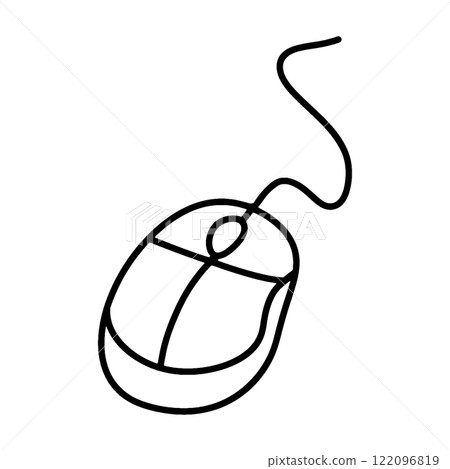 Rough hand-drawn line drawing of a computer mouse, cut out on transparent background Rough hand-drawn line drawing of a computer mouse, cut out on transparent background 122096819