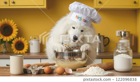 白狗在廚房做飯 122096838