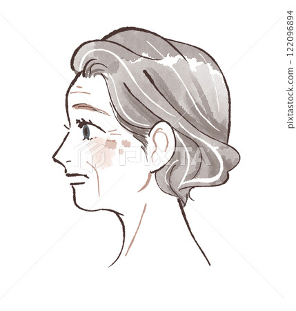 A woman lying sideways with spots and wrinkles 122096894