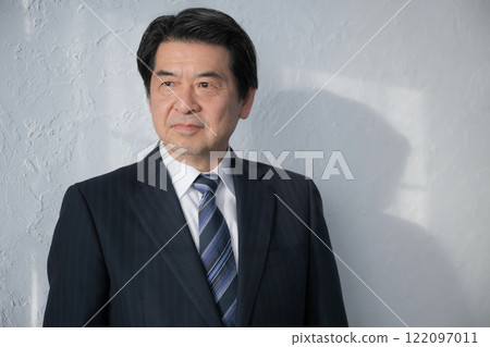高級商人嚴肅的表情灰袋 122097011