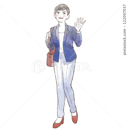 一名職業中年婦女的全身插圖 一名職業中年婦女的全身插圖 122097037