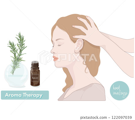 接受迷迭香頭部按摩的女性 接受迷迭香頭部按摩的女性 122097039