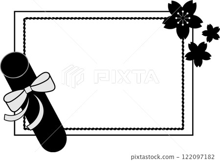 Diploma and cherry blossom frame 122097182