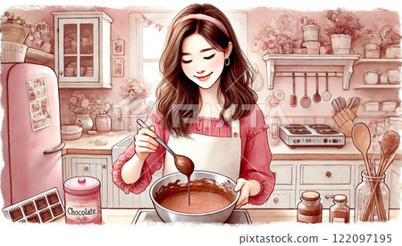 Woman making handmade chocolate 1 122097195