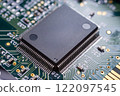 High resolution close up photo of a computer motherboard 122097545