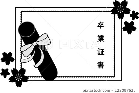 Simple diploma and cherry blossom illustration 122097623