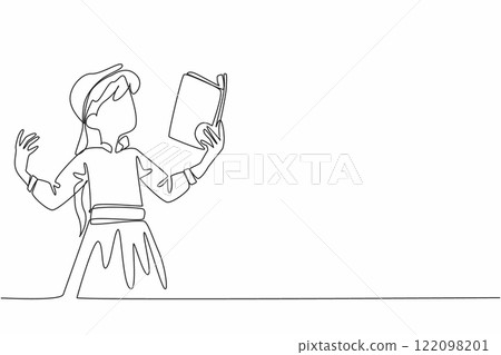 Continuous one line drawing a girl reading a book or poem with an attractive pose. Exploring hidden talents. Female poet. Poetic. Great Poetry Reading Day. Single line draw design vector illustration Continuous one line drawing a girl reading a book or poem with an attractive pose. Exploring hidden talents. Female poet. Poetic. Great Poetry Reading Day. Single line draw design vector illustration 122098201