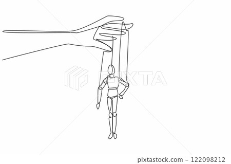 Single continuous line drawing fingers playing hand puppet. The puppeteer has story to perform. Staging contemporary. A show of ambition. National Day of Puppetry. One line design vector illustration Single continuous line drawing fingers playing hand puppet. The puppeteer has story to perform. Staging contemporary. A show of ambition. National Day of Puppetry. One line design vector illustration 122098212