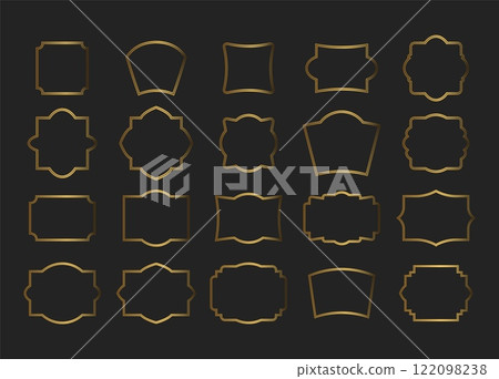 Set of simple line frames and borders with double stroke. Collection gold blank templates to text decoration. Vector illustration on black background Set of simple line frames and borders with double stroke. Collection gold blank templates to text decoration. Vector illustration on black background 122098238