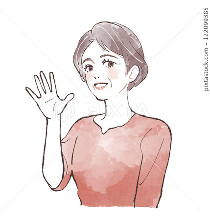 A woman waving a hand A woman waving a hand 122099385