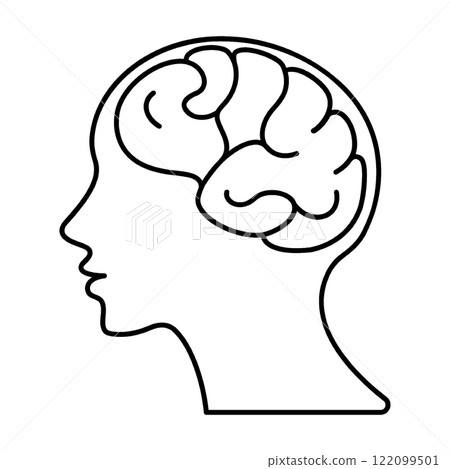 人腦內大腦的線條畫圖，在透明背景上剪下 122099501