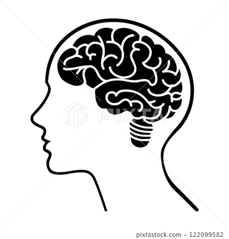 Silhouette illustration of a brain inside a human head, cut out on transparent background Silhouette illustration of a brain inside a human head, cut out on transparent background 122099582