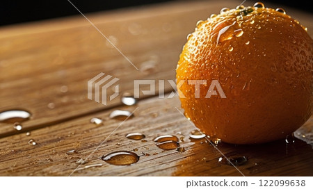 Oranges with water drops on the table 122099638