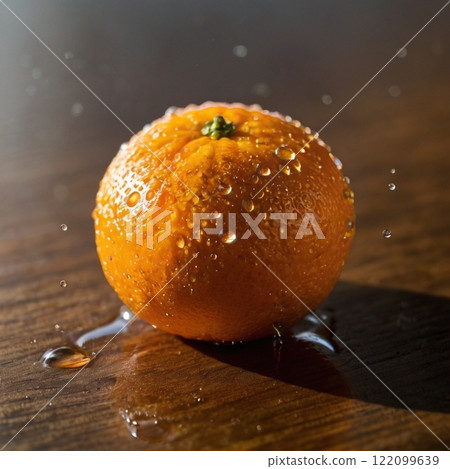 Fresh orange with water drops 122099639