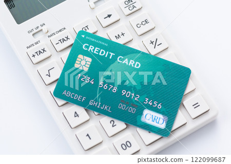 Credit card and calculator 122099687