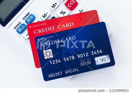 Credit card and calculator 122099691