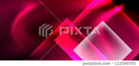 Glass squares with neon shiny light abstract background 122099703