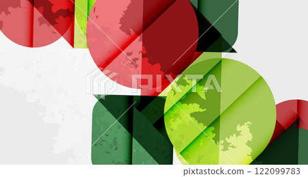Squares, circles and triangles and grainy noisy texture. Vector Illustration For Wallpaper, Banner, Background, Card, Book Illustration, landing page 122099783