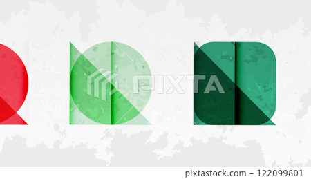 Squares, circles and triangles and grainy noisy texture. Vector Illustration For Wallpaper, Banner, Background, Card, Book Illustration, landing page 122099801