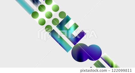 Triangles, circles, squares, rectangles design. Vector Illustration For Wallpaper, Banner, Background, Card, Book Illustration, landing page 122099811