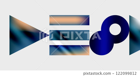 Triangles, circles, squares, rectangles design. Vector Illustration For Wallpaper, Banner, Background, Card, Book Illustration, landing page 122099812