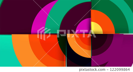 Techno circles and semi circles. Vector Illustration For Wallpaper, Banner, Background, Card, Book Illustration, landing page 122099864