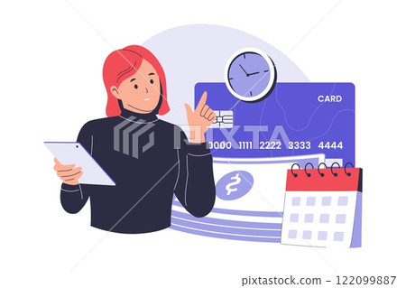 Illustration of monthly shopping installments 122099887