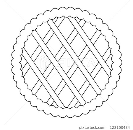 National Cherry Pie Day. Pie top view. Cooked tasty round food pastry pie desserts exact vector, cherry pie. 122100484