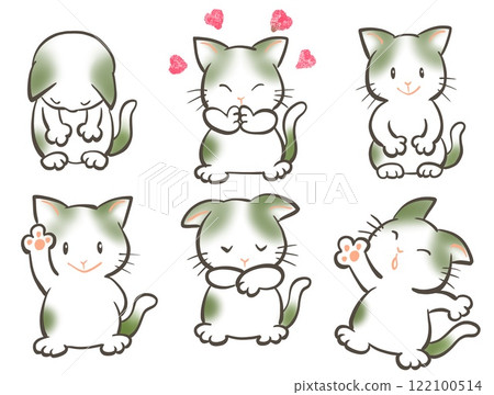 Cute cat illustration set 122100514
