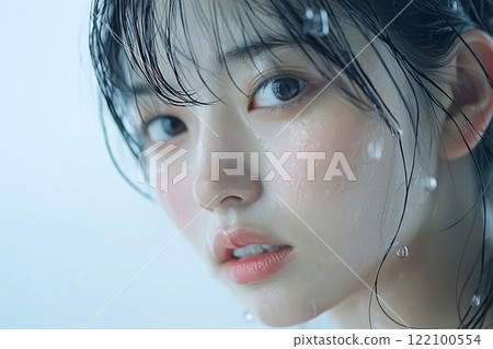 Beautiful woman with moisturized skin/skin care "AI generated image" 122100554