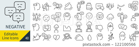 Line icon set about negative emotions 122100566
