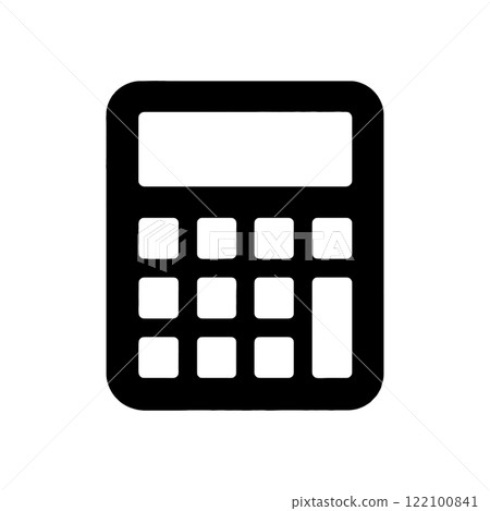 透明背景上的簡單計算器黑色剪影插圖切口 透明背景上的簡單計算器黑色剪影插圖切口 122100841