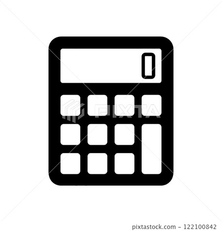 Simple black silhouette illustration of a calculator, cut out on transparent background 122100842