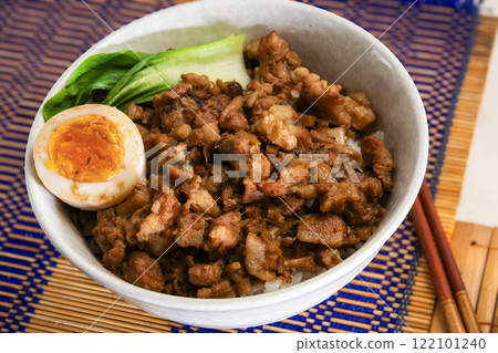 Crab meat rice (rourohan) Taiwanese food Crab meat rice (rourohan) Taiwanese food 122101240