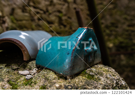 Ruins of Kvetera fortress city in the Georgian Caucasus mountains 122101424